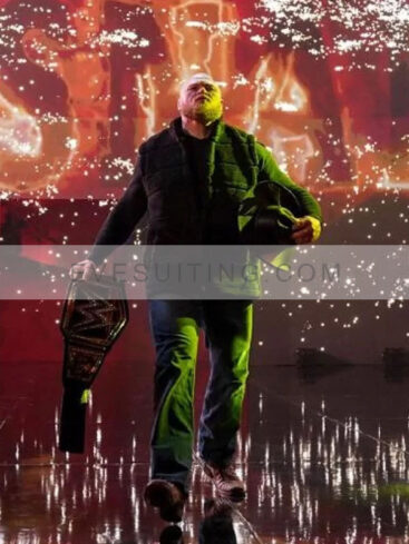 WWE Wrestlemania Brock Lesnar Shearling Black Quilted Vest