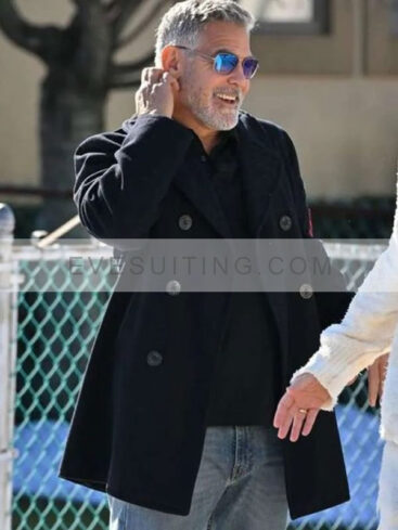 George Clooney Wolves 2024 Black Wool Coat