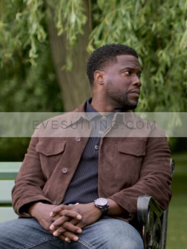 Kevin Hart Lift 2024 Cyrus Suede Brown Leather Jacket