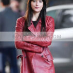 Madame Web 2024 Dakota Johnson Red Leather Coat
