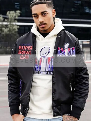 Super Bowl LVIII 2024 Las Vegas Black Bomber Jacket