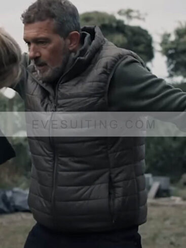 Antonio Banderas Movie The Last Girl 2024 Grey Puffer Vest