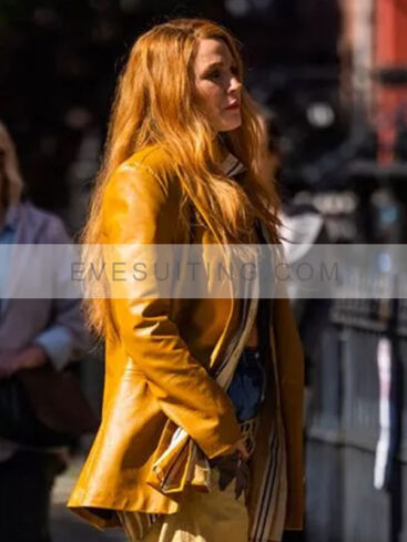 Blake Lively It Ends With Us 2024 Lily Mustard Leather Coat