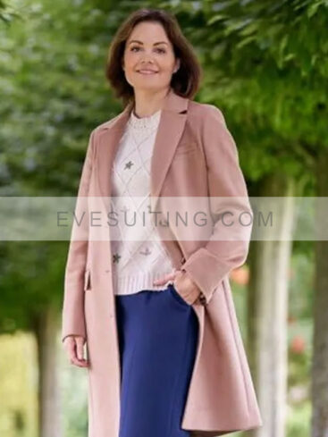 Erica Durance A Scottish Love Scheme 2024 Pink Wool Coat