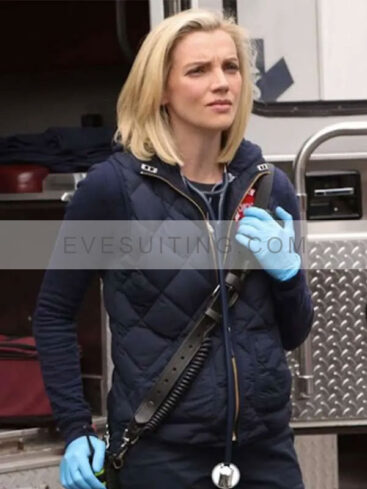 Kara Killmer Chicago Fire S12 Sylvie Brett Quilted Vest With Hoodie