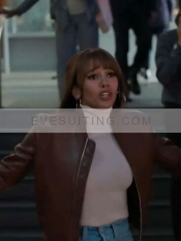 Max Mitchell Wild Cards S01 Vanessa Morgan Brown Leather Bomber Jacket