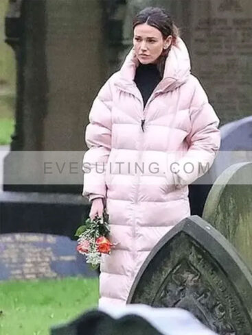 Michelle Keegan Fool Me Once Maya Stern Pink Puffer Long Coat With Hood