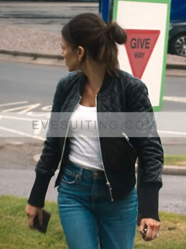 Michelle Keegan Quilted Leather Bomber Jacket