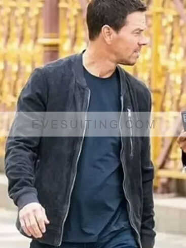 Mike McKenna The Union 2024 Mark Wahlberg Black Bomber Suede Jacket