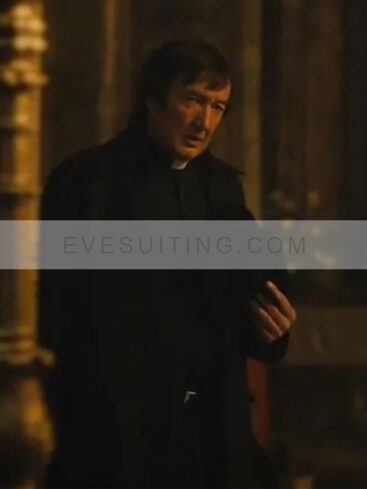 Ralph Ineson The First Omen 2024 Father Brennan Black Trench Coat
