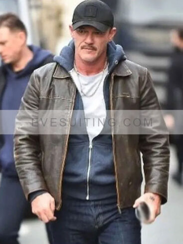 Adam Movie 5lbs Of Pressure 2024 Luke Evans Distressed Brown Leather Jacket