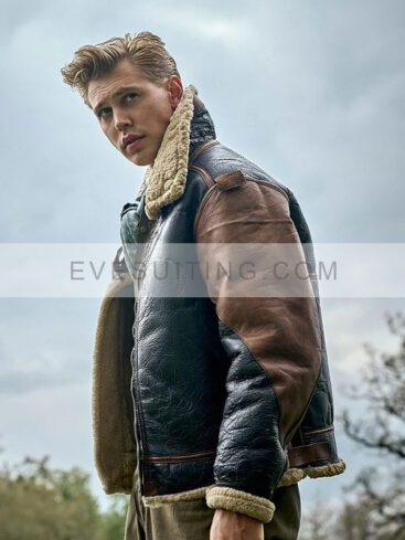 Austin Butler Masters Of The Air 2024 Shearling Jacket
