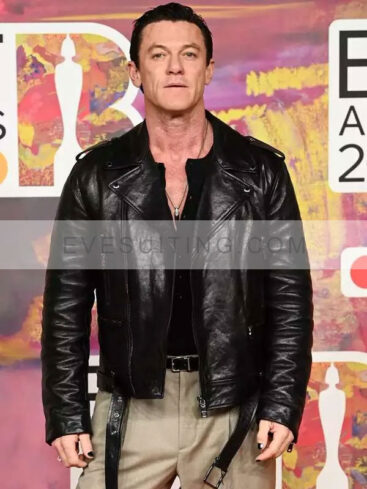 BRIT Awards 2024 Luke Evans Black Leather Jacket