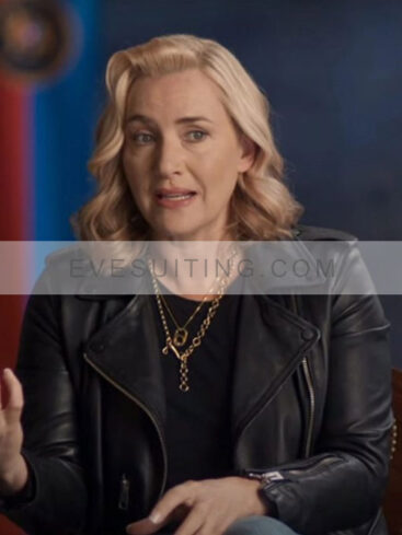 Kate Winslet The Regime 2024 Chancellor Elena Vernham Black Leather Jacket