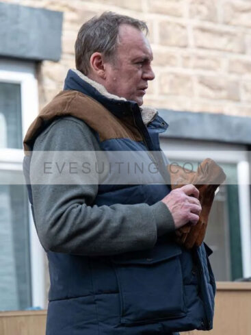 Philip Glenister TV Series After The Flood 2024 Jack Radcliffe Sherpa Collar Puffer Vest