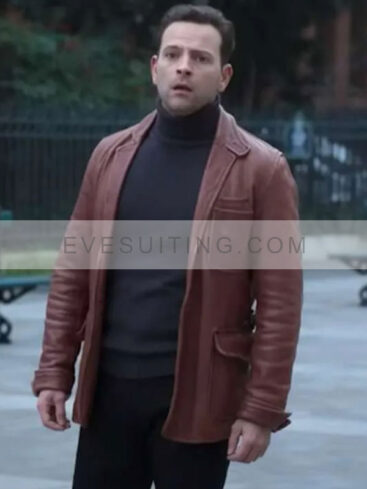 Supersex 2024 Alessandro Borghi Brown Leather Jacket