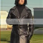 Hit Man 2024 Glen Powell Black Leather Coat