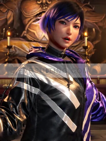 Tekken 8 Reina Mishima Purple And Black Costume Jacket With Hood