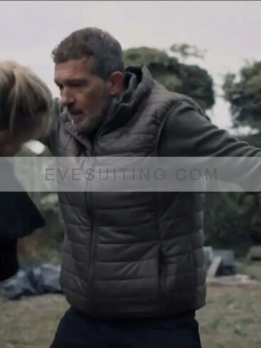 Antonio Banderas Movie The Last Girl 2024 Grey Puffer Vest