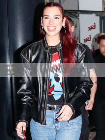 Dua Lipa NRJ Radio Studio 2024 Leather Jacket