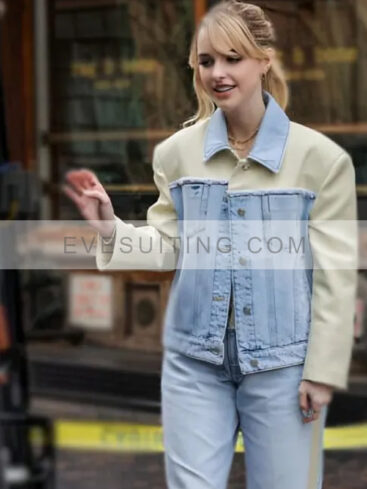 Mckenna Grace Movie Ghostbusters Frozen Empire 2024 Denim With Faux Leather Jacket