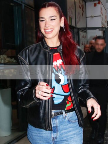 NRJ Radio Studio Paris 2024 Dua Lipa Black Leather Jacket