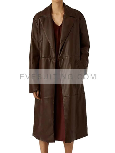 Chocolate Brown Leather Trench Coat