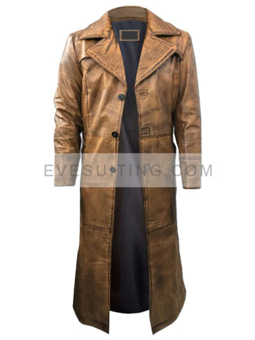 Men's Distressed Brown Trench Coat