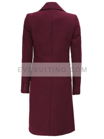 Maroon Wool Trench Coat