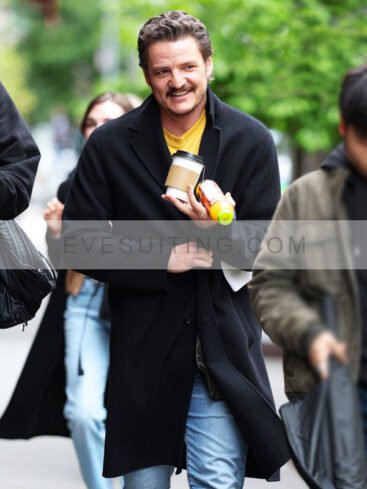 Pedro Pascal Materialists 2024 Black Wool Coat