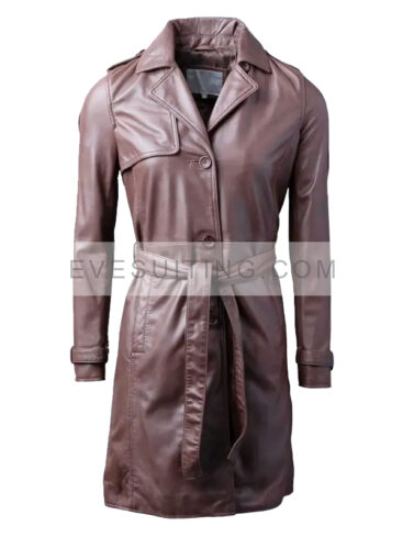 Women’s Brown Leather Trench Coat
