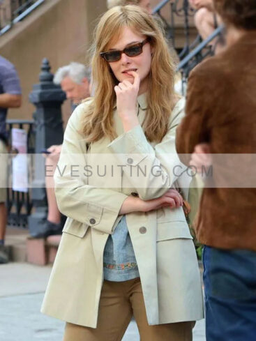 Sylvie Russo Movie A Complete Unknown Elle Fanning Off White Cotton Jacket