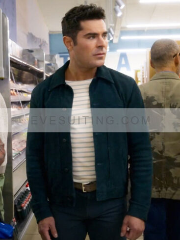 Zac Efron Movie A Family Affair 2024 Chris Cole Black Leather Suede Jacket