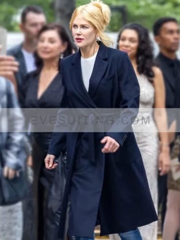 Brooke Harwood A Family Affair 2024 Nicole Kidman Navy Blue Wool Trench Coat