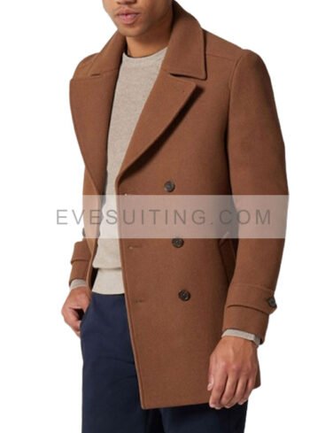 Casual Brown Wool Peacoat