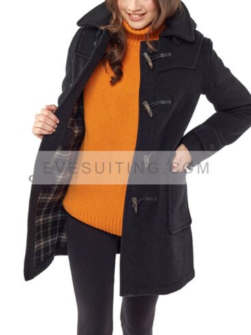 Charcoal Classic Fit Duffle Coat For Women's