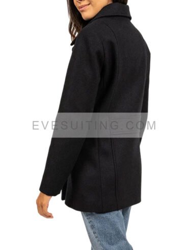 Classic Women’s Navy Blue Wool Peacoat