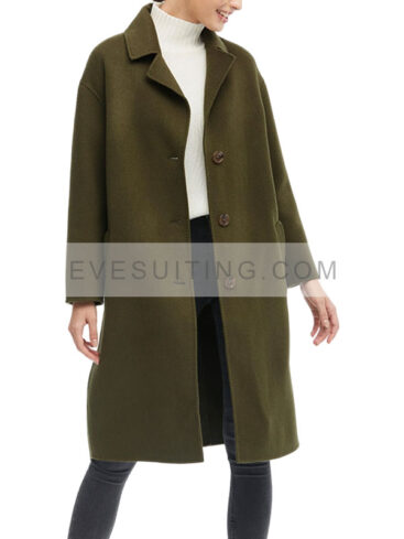 Concise Single Breasted Trench Wool Coat For Women's