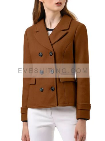 Dark Brown Peacoat For Women's