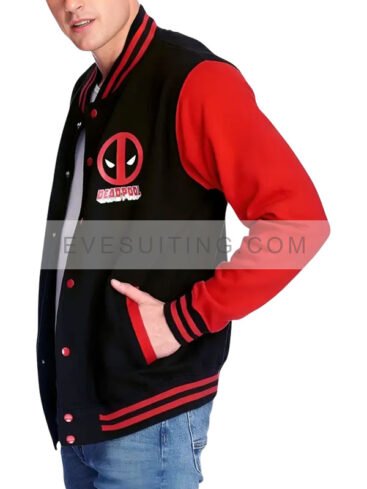 Deadpool Logo Black And Red Letterman Jacket