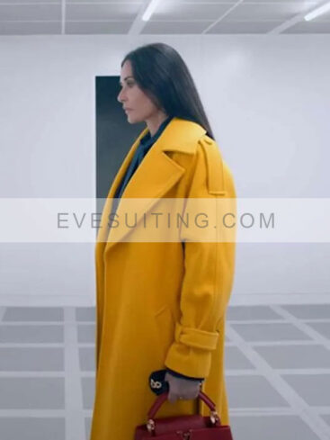 Demi Moore The Substance 2024 Elisabeth Sparkle Yellow Trench Coat