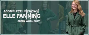 Elle Fanning A Complete Unknown Green Wool Coat