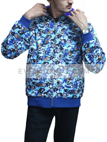 Juice Wrld Blue Bape Fleece Hoodie