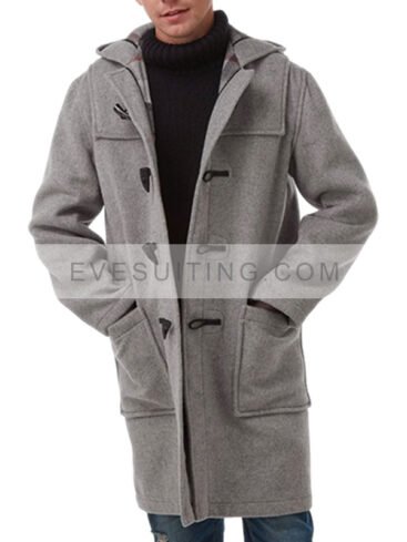 Men's Grey Classic Fit Duffle Coat