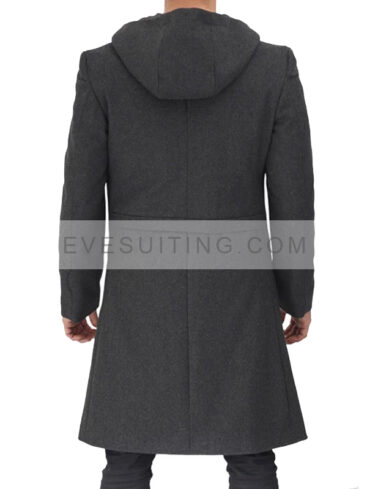 Men's Grey Hooded Trench Coat