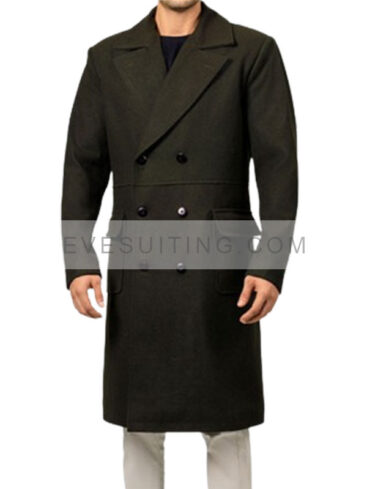 Men's Modern Fit Military Green Trench Coat