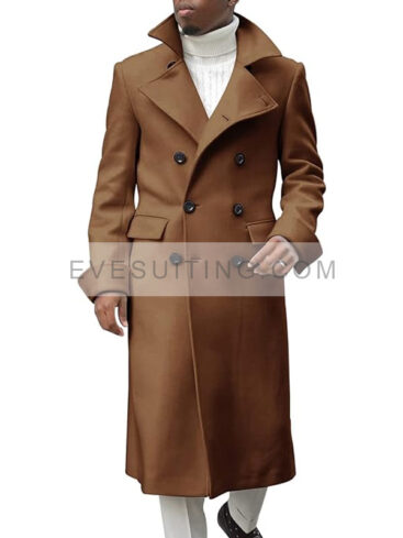 Men's Notch Lapel Brown Trench Coat