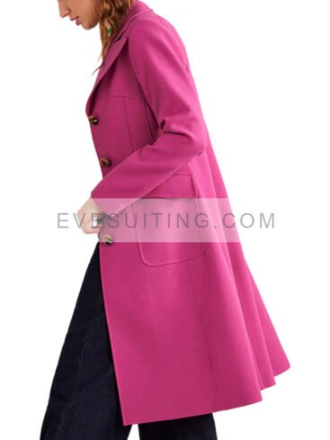 Pink Fitted Wool Coat