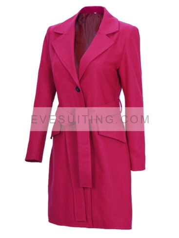 Pink Wool Wrap Coat Womens