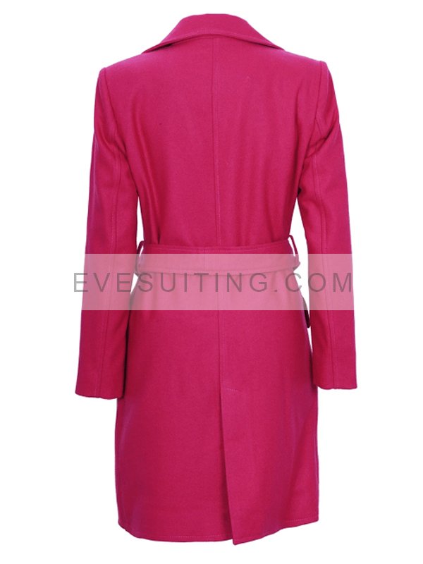 Pink Wool Wrap Coat